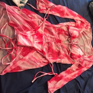 3 Pack Tie Dye Triangle Bikini Swimsuit & Cover-Up